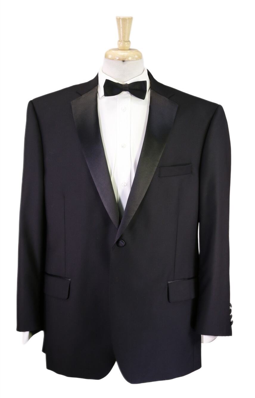 Jos A Bank Signature Black 1-Btn Tuxedo Formal Wedding Wool Blazer Jacket 46R